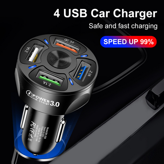 Quick Charge Car Charger with 4 USB Ports