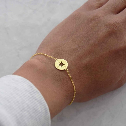 Gold Plated Stainless Steel Compass Bracelet in 3 colors